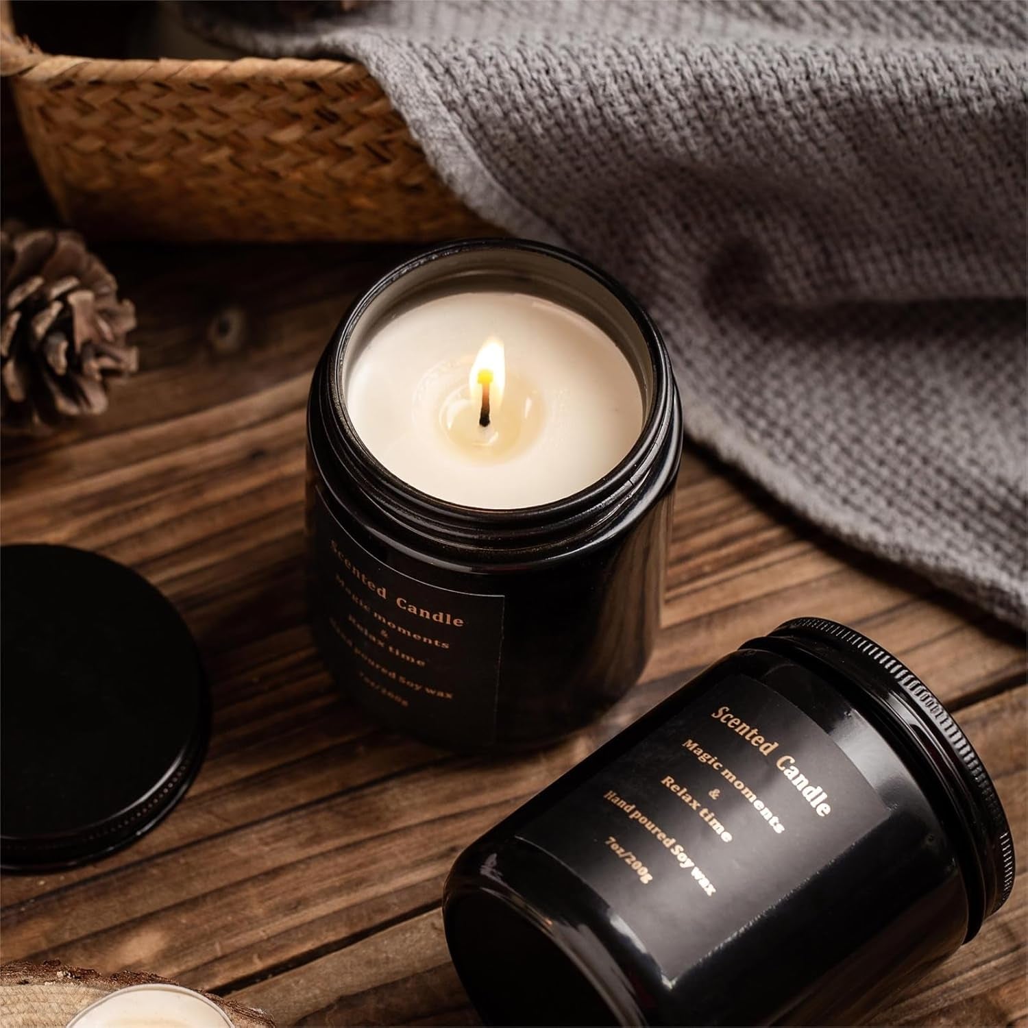 Sandalwood Candles for Men – Pine Candle Scented Candles, Mens Candle, Non Toxic Candles for Home Scented, Velas Aromáticas Para El Hogar, Mix Fragrance Smokeless 100% Natural 7Oz(Sandalwood & Pine)