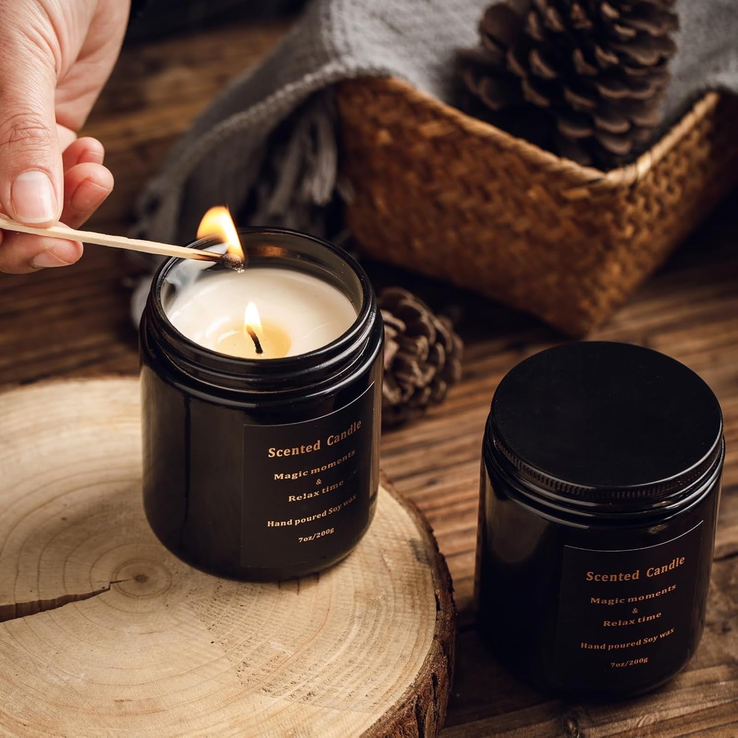 Sandalwood Candles for Men – Pine Candle Scented Candles, Mens Candle, Non Toxic Candles for Home Scented, Velas Aromáticas Para El Hogar, Mix Fragrance Smokeless 100% Natural 7Oz(Sandalwood & Pine)