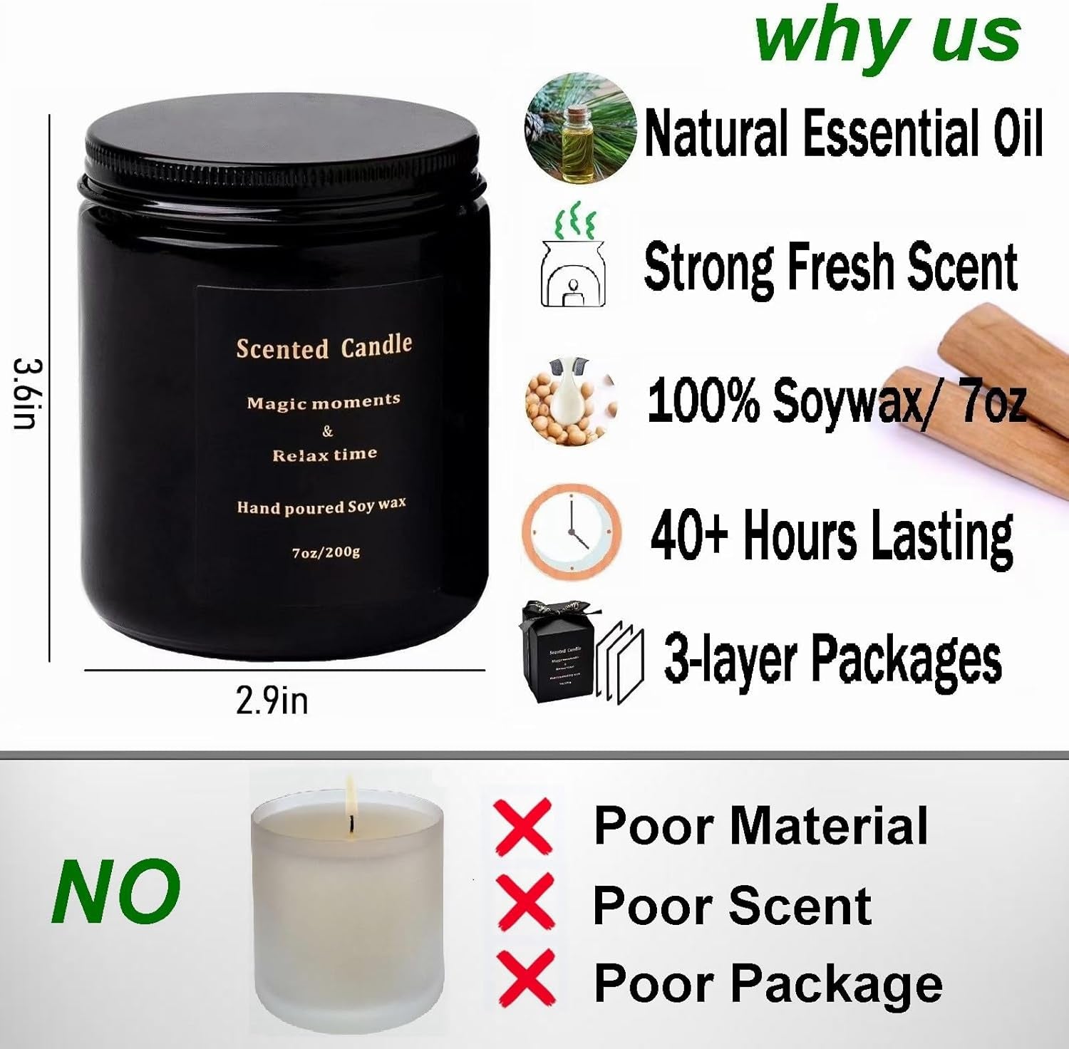 Sandalwood Candles for Men – Pine Candle Scented Candles, Mens Candle, Non Toxic Candles for Home Scented, Velas Aromáticas Para El Hogar, Mix Fragrance Smokeless 100% Natural 7Oz(Sandalwood & Pine)