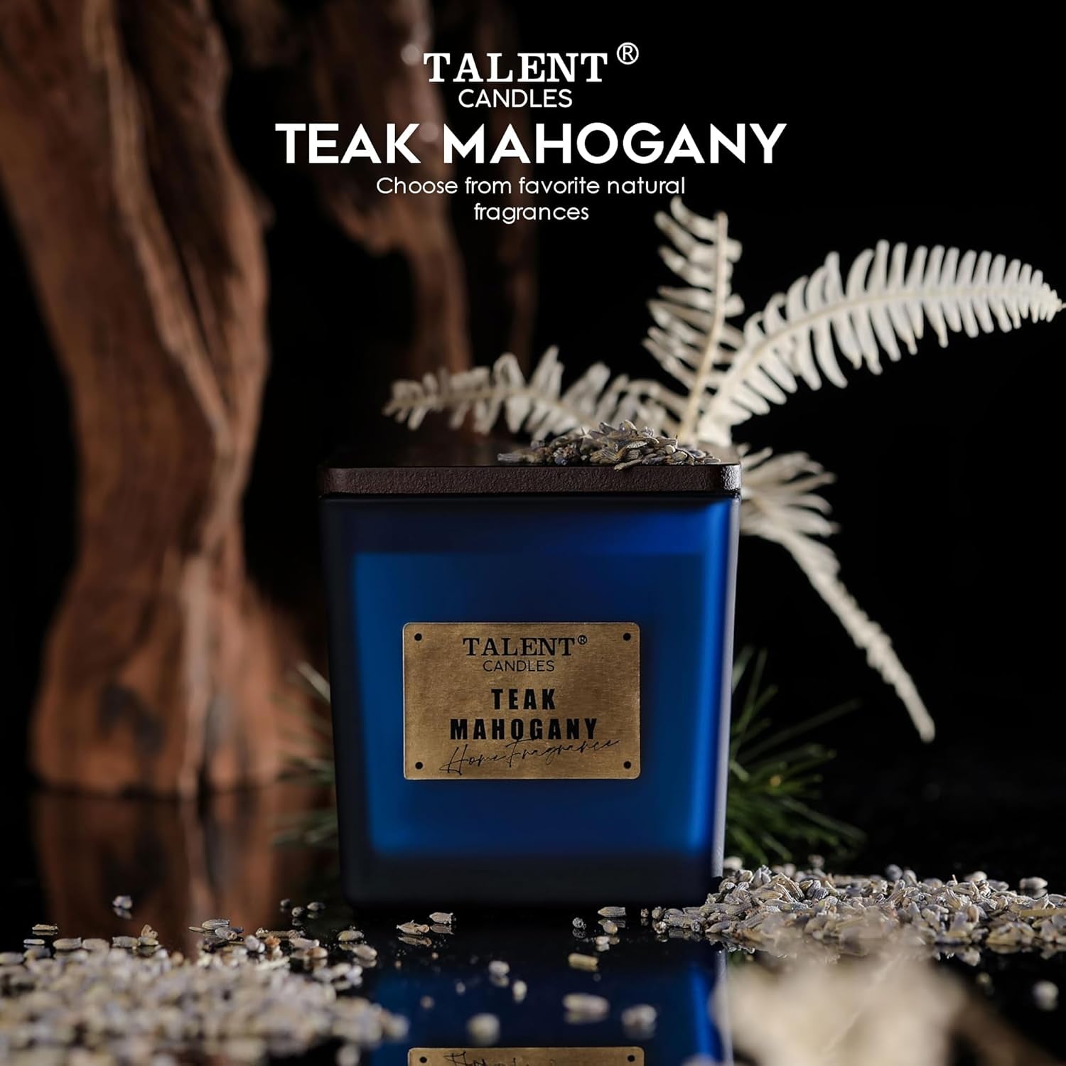 Deluxe Noble Scented Candles, Soy Candles for Home Scented, 7.05Oz, Aromatherapy Candles with Lid, Teak Mahogany